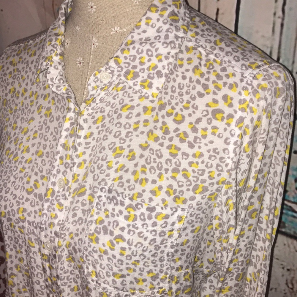 KENAR~Leopard Print Button Down Shirt~L